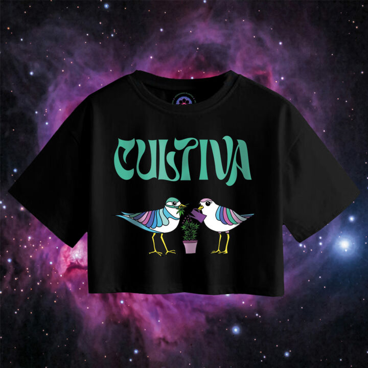 Cultiva pajaritas sembrando Crop Top oversize Miniatura